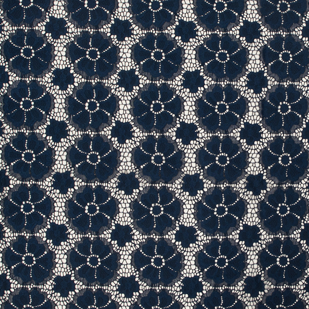 Stretch Crochet Lace - Navy Floral