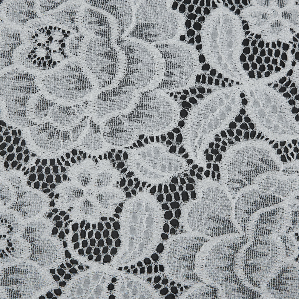 White Rosy Re-Embroidered Stretch Crochet Lace Full