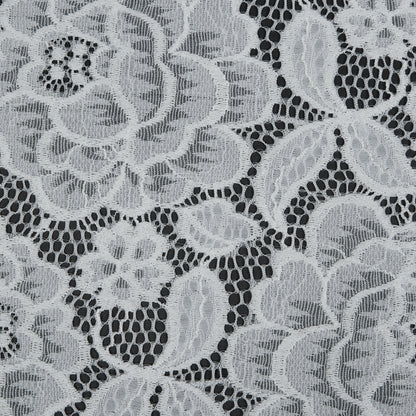White Rosy Re-Embroidered Stretch Crochet Lace Full