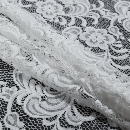Re-Embroidered Stretch Crochet Lace - White Floral Folded
