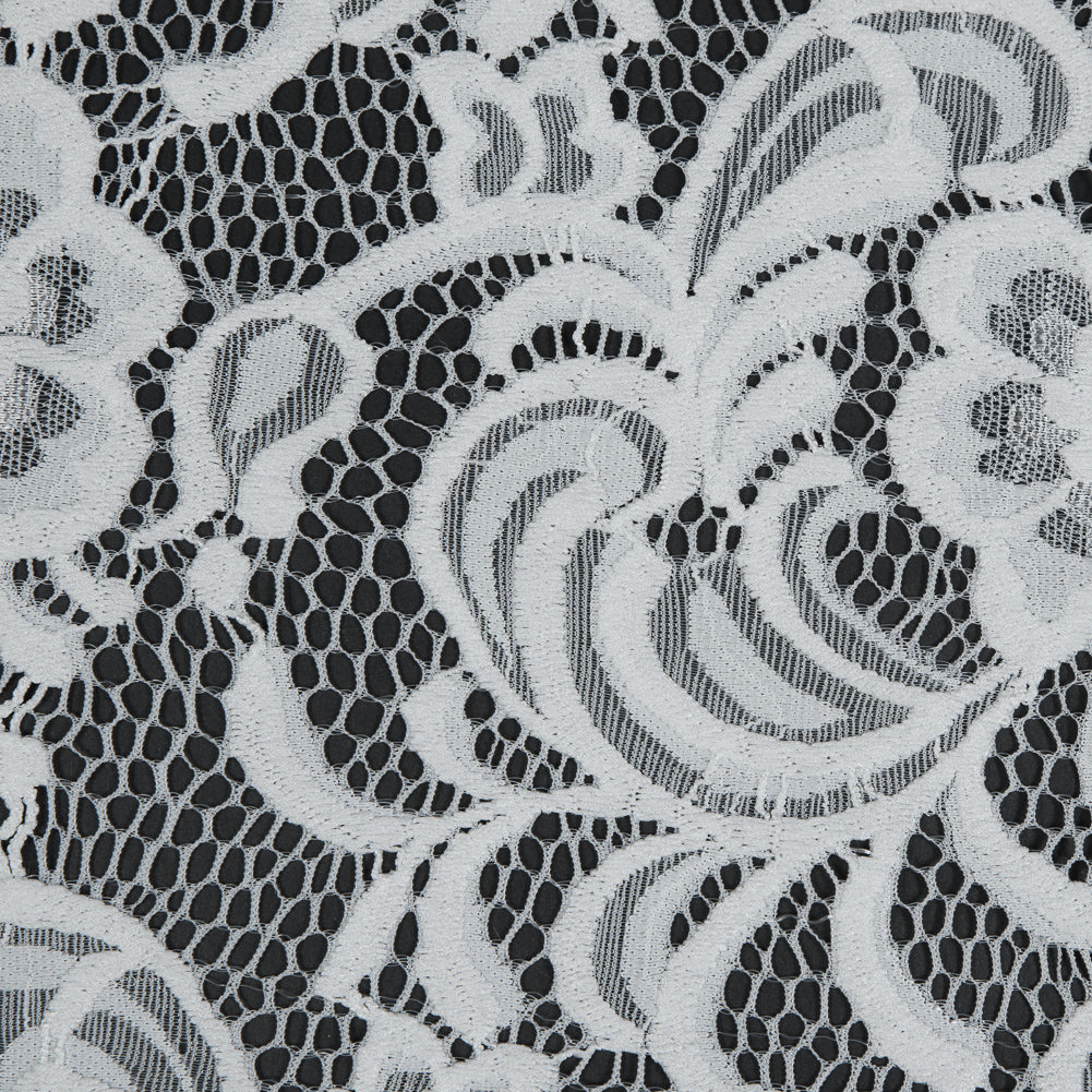 Re-Embroidered Stretch Crochet Lace - White Floral Detail