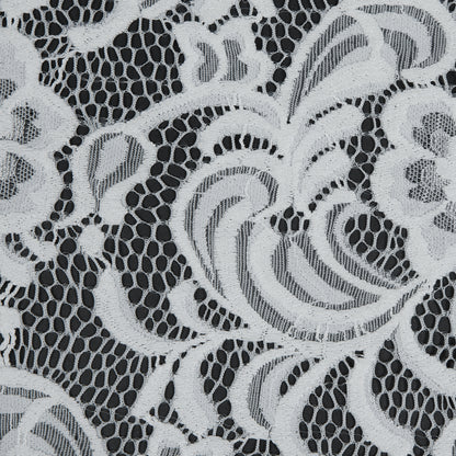 Re-Embroidered Stretch Crochet Lace - White Floral Detail