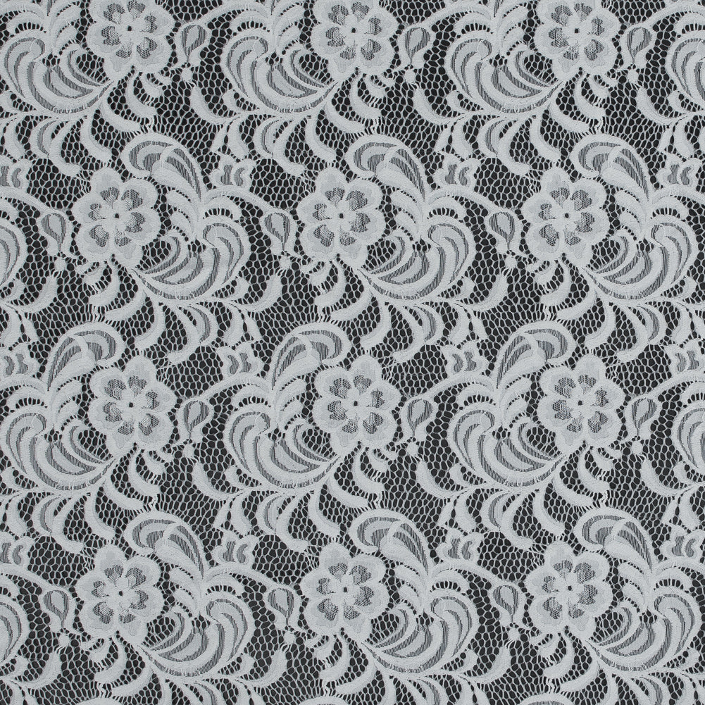 Re-Embroidered Stretch Crochet Lace - White Floral