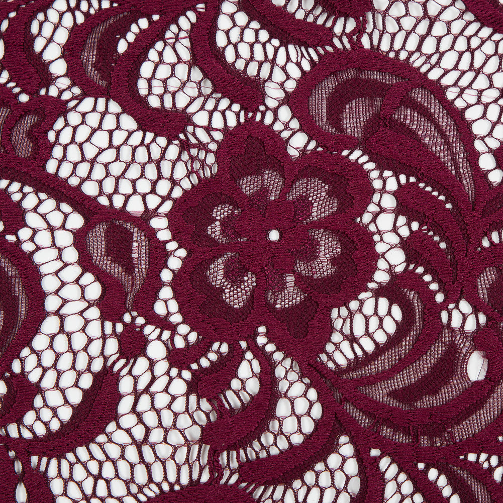Re-Embroidered Stretch Crochet Lace - Port Royale Floral Detail