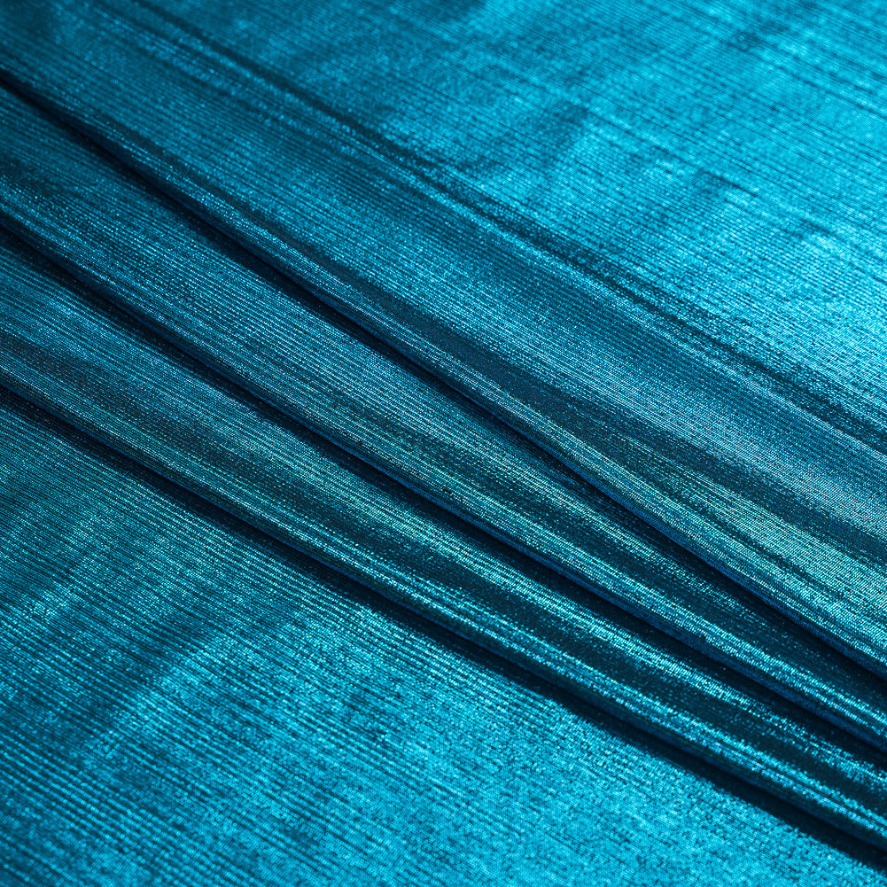Textured All-Over Foil Knit - Metallic Teal - Lizabet Collection Detail
