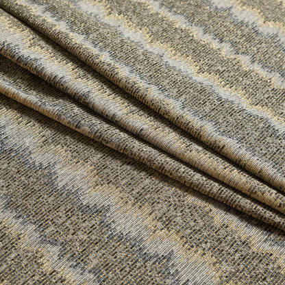 Charcoal and Metallic Gold Striped Stretch Knit Folded