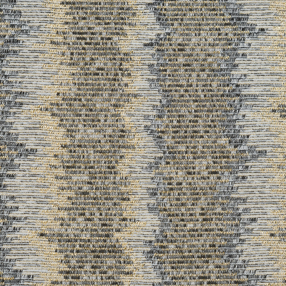 Charcoal and Metallic Gold Striped Stretch Knit Detail