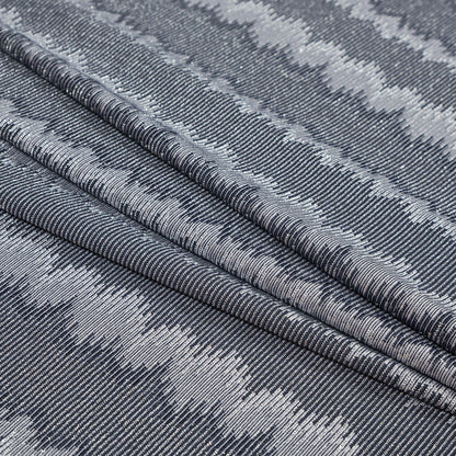 Navy and Metallic Silver Striped Stretch Knit Detail