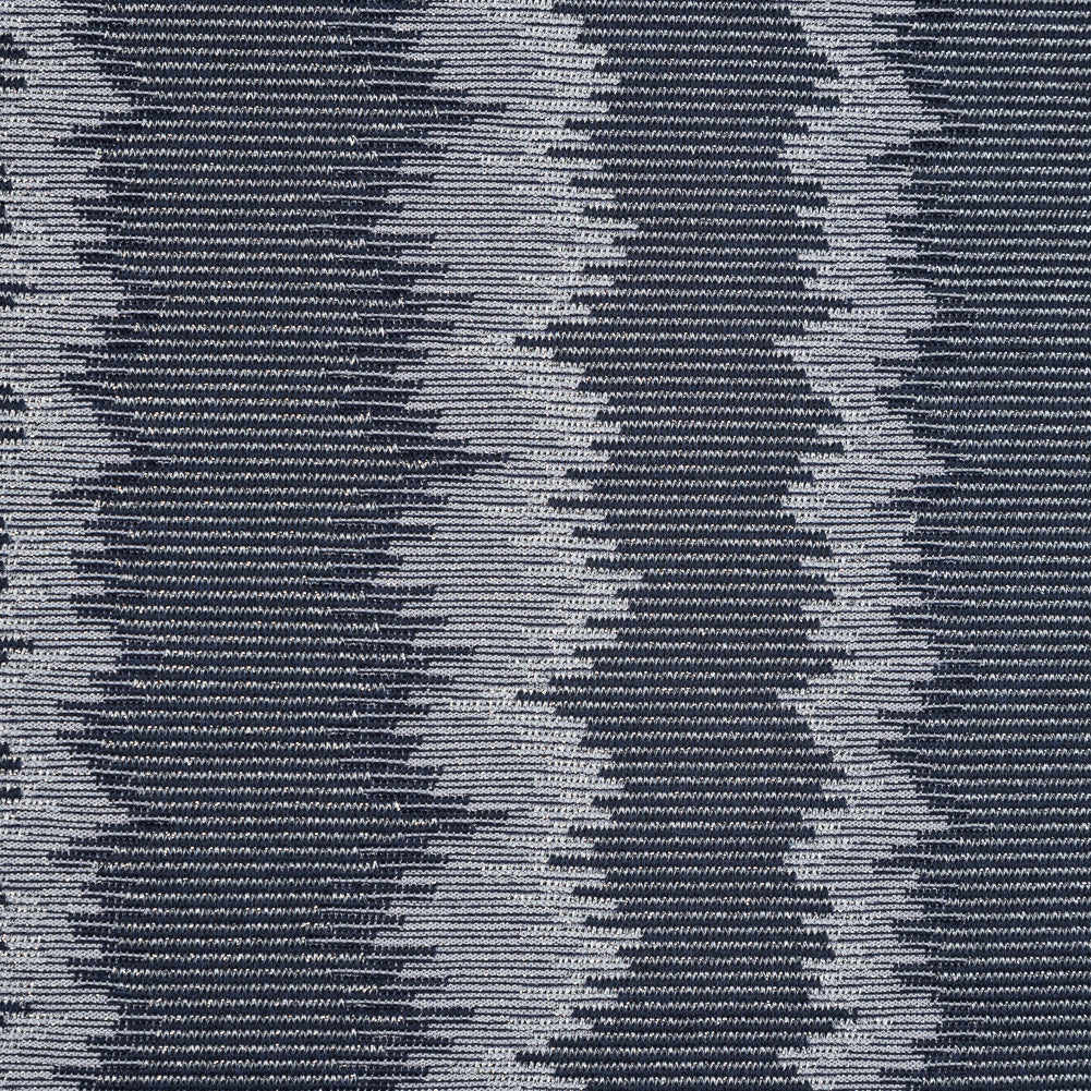 Navy and Metallic Silver Striped Stretch Knit Full