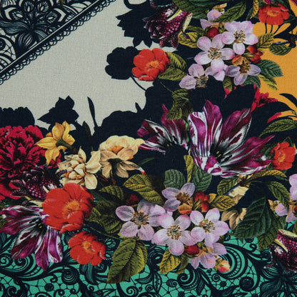 Organic Viscose Batiste Panel - Gamboge and Green Floral Full