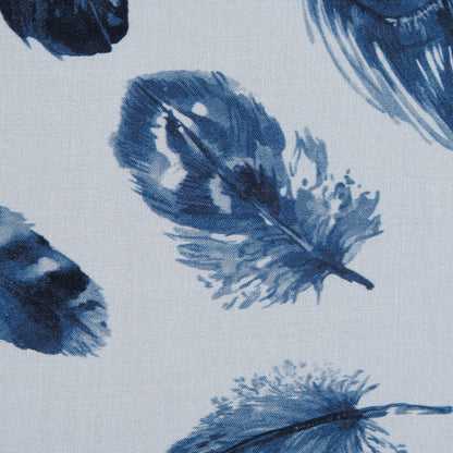 Organic Viscose Batiste - Blue and White Feather Border Print Detail