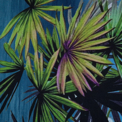 Organic Viscose Batiste - Blue and Green Tropical Border Print Full