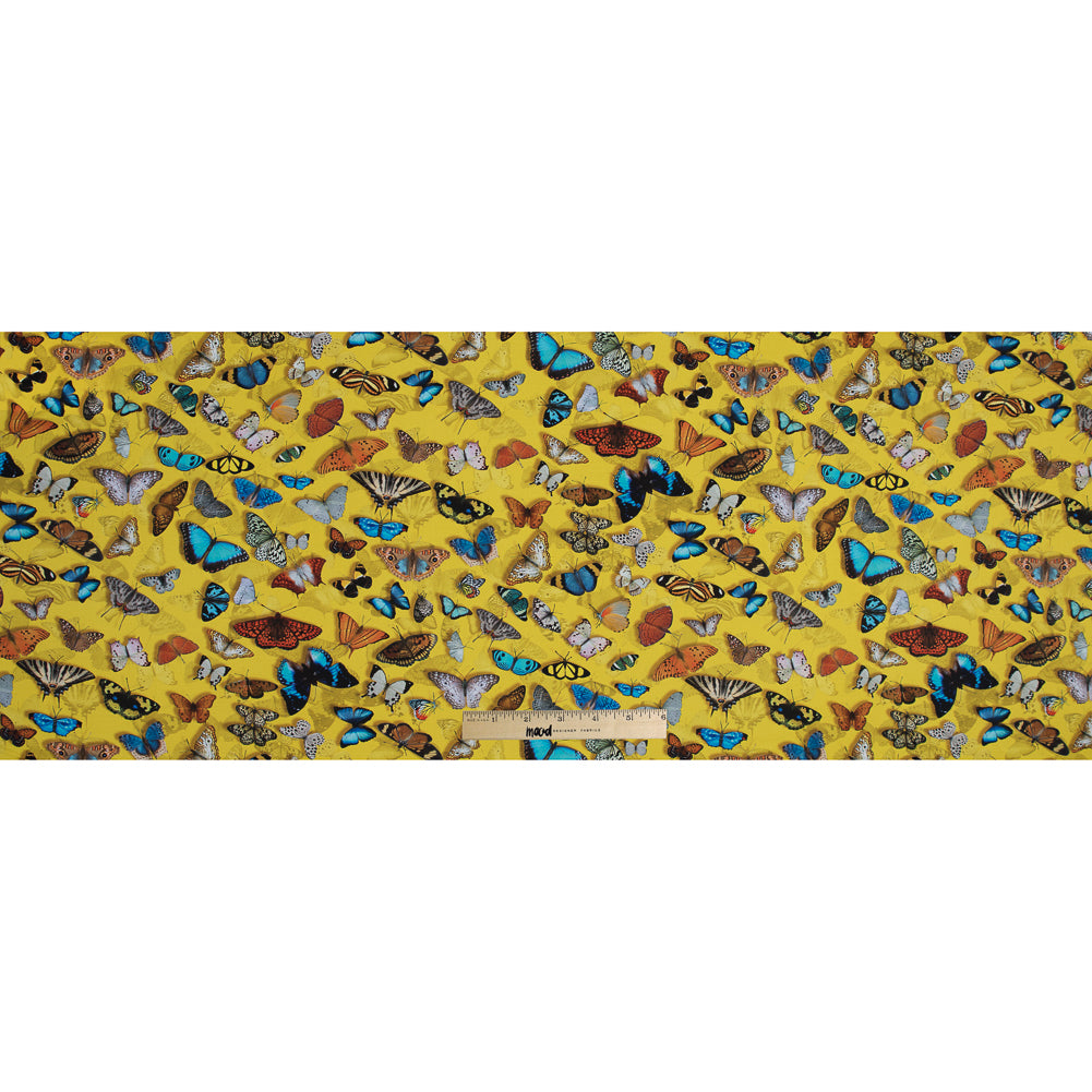 Sunshine Yellow Butterfly Printed Organic Viscose Batiste Folded