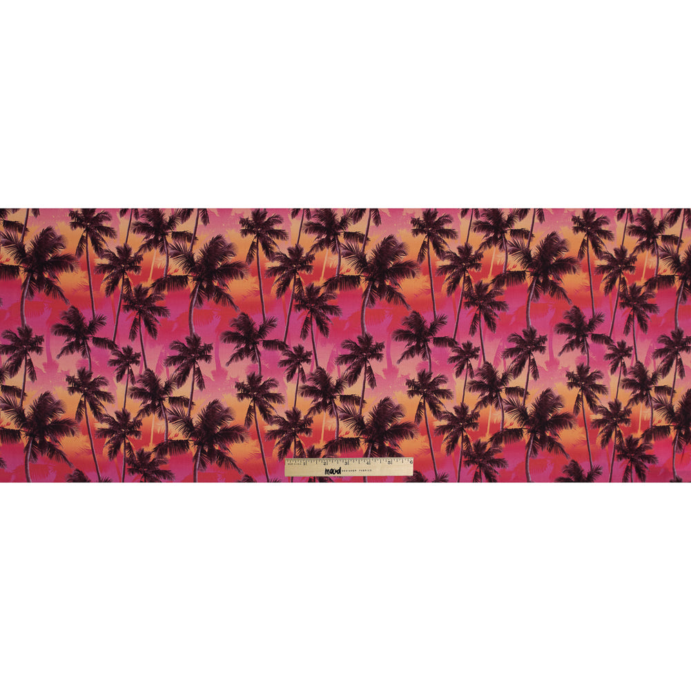 Organic Viscose Batiste - Pink and Orange Palm Trees Folded
