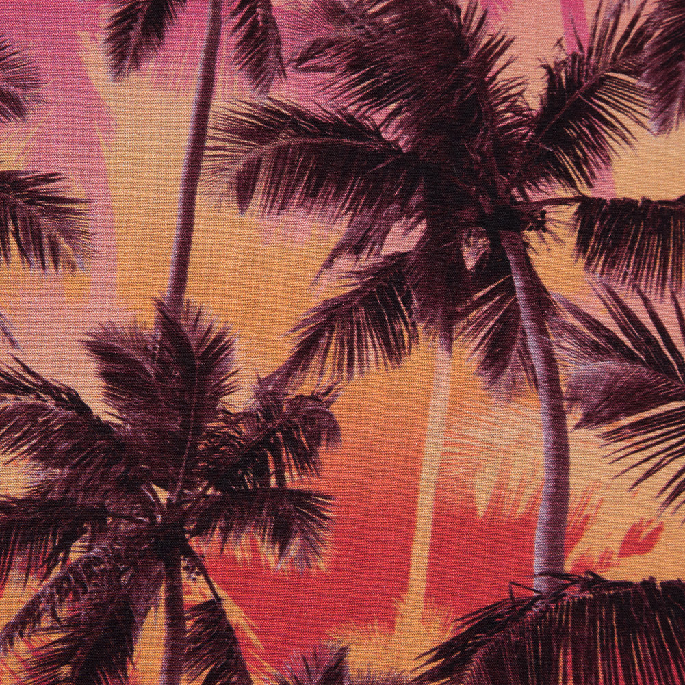 Organic Viscose Batiste - Pink and Orange Palm Trees Full