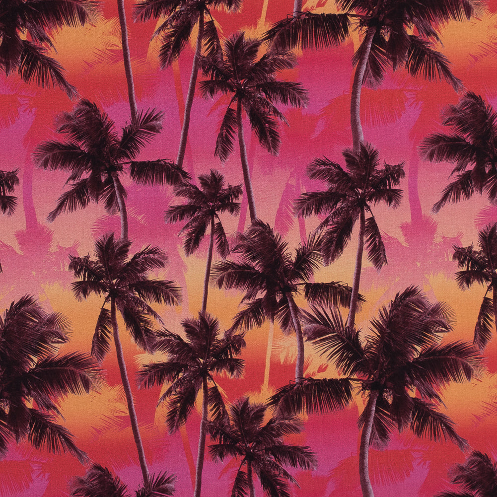 Organic Viscose Batiste - Pink and Orange Palm Trees