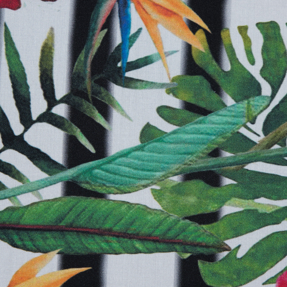 Striped Tropical Border Printed Organic Viscose Batiste Detail