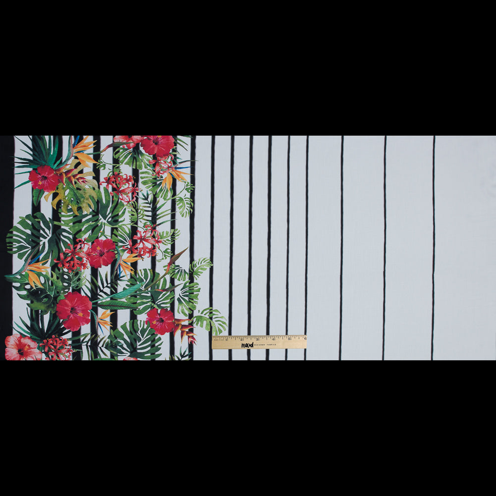 Striped Tropical Border Printed Organic Viscose Batiste Full