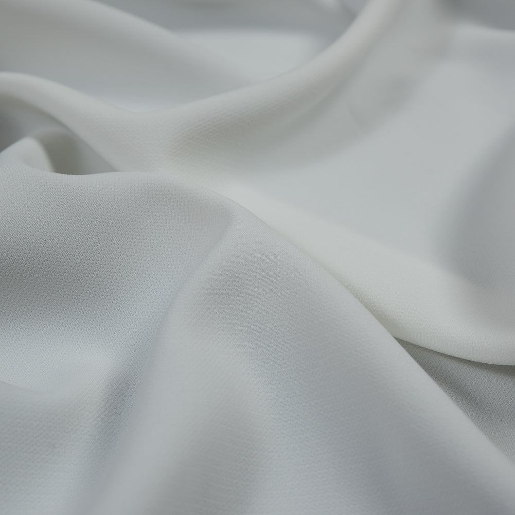 White Stretch Polyester 4-Ply Crepe Full