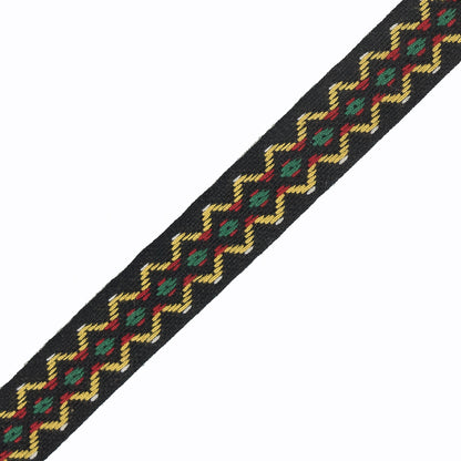 Black and Yellow Geometric Jacquard Ribbon - 0.5" Detail