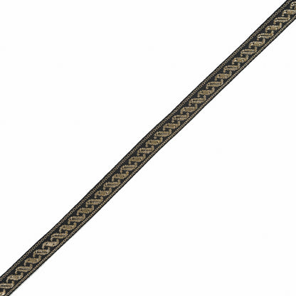 Gold Metallic and Black Jacquard Ribbon - 0.625"