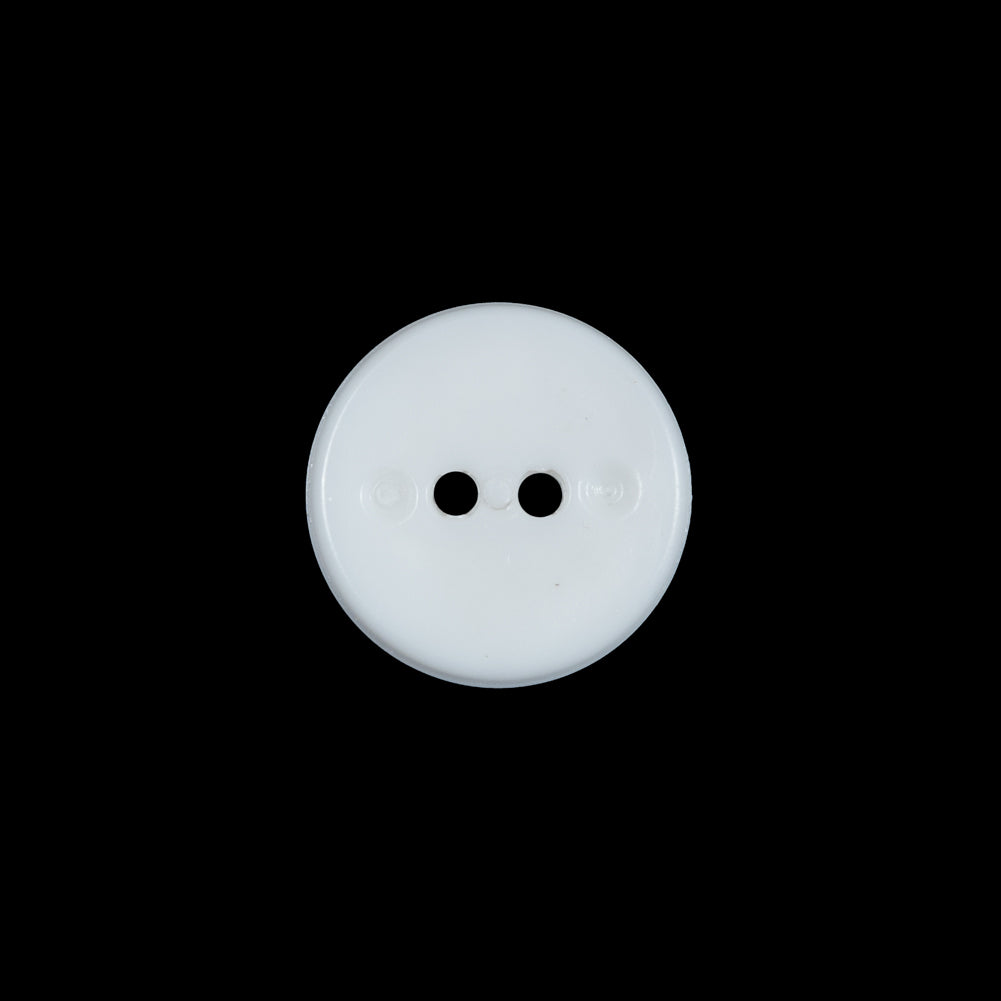 White Italian 2 Hole Button - 24L/15mm Detail