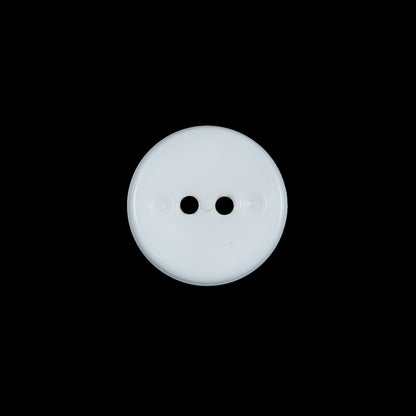 White Italian 2 Hole Button - 24L/15mm Detail