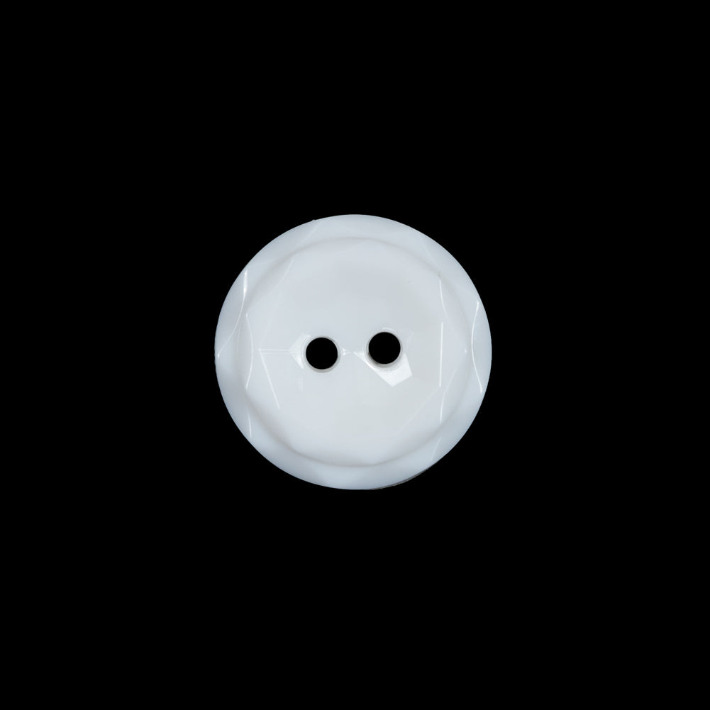 White Italian 2 Hole Button - 24L/15mm