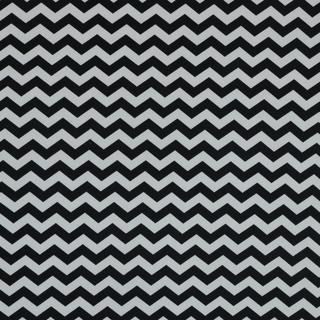 Black and White Zig Zag Printed Polyester Jersey