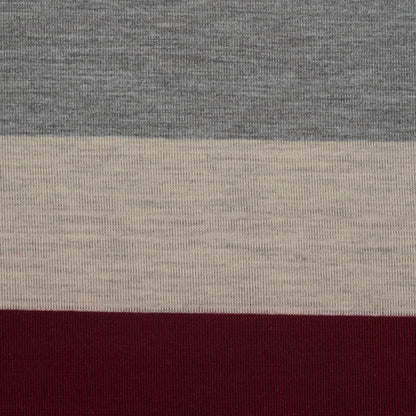 Burgundy, Oatmeal and Gray Awning Striped Jersey Detail