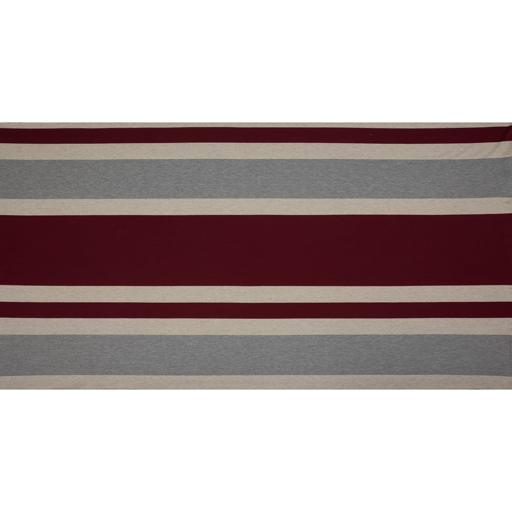 Burgundy, Oatmeal and Gray Awning Striped Jersey Full