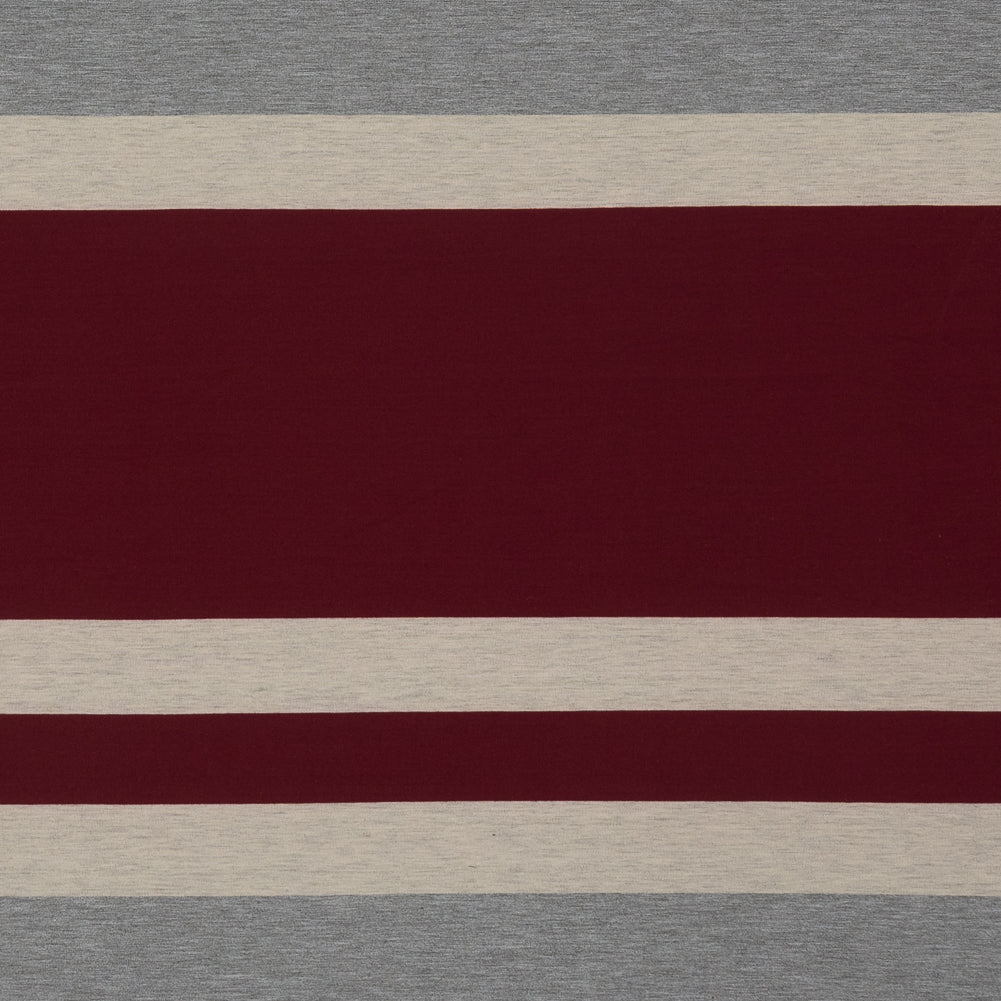 Burgundy, Oatmeal and Gray Awning Striped Jersey
