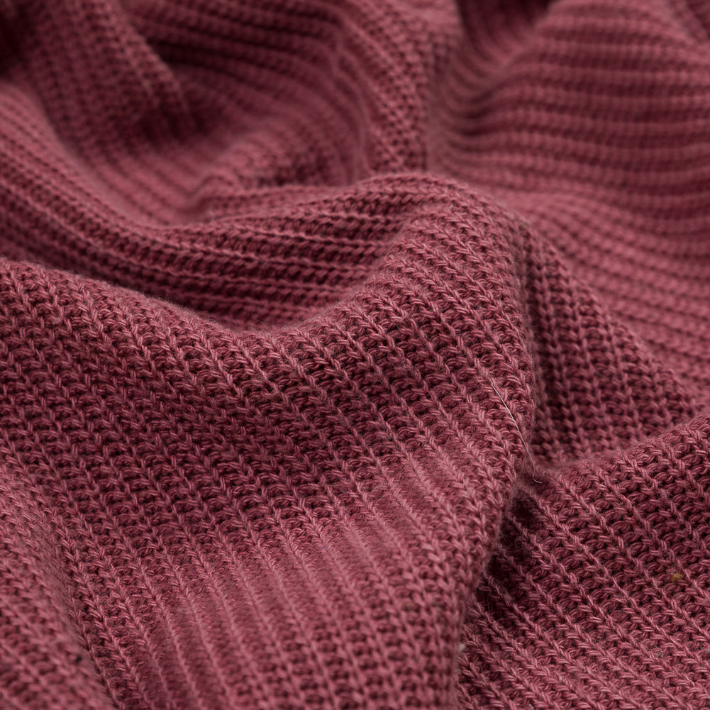 Mauve Cotton Chunky Rib Knit Detail