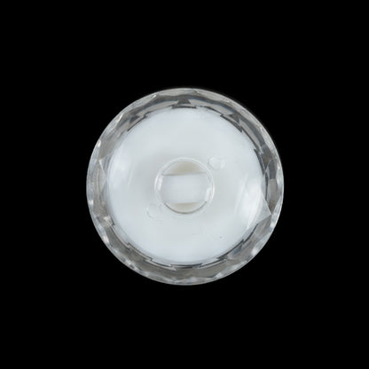 White and Clear Plastic Shank-Back Button - 36L/23mm Detail