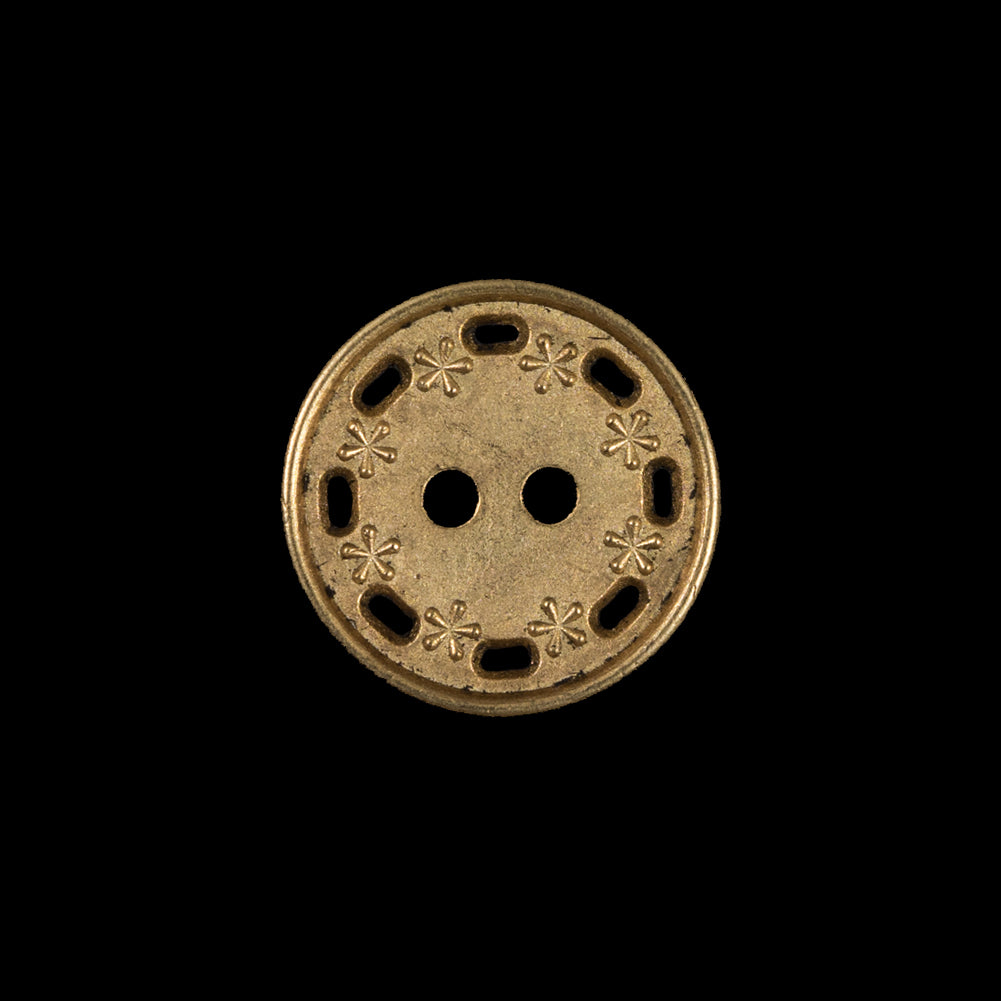 Gold Floral Metal 2-Hole Button - 30L/19mm
