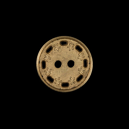 Gold Floral Metal 2-Hole Button - 30L/19mm