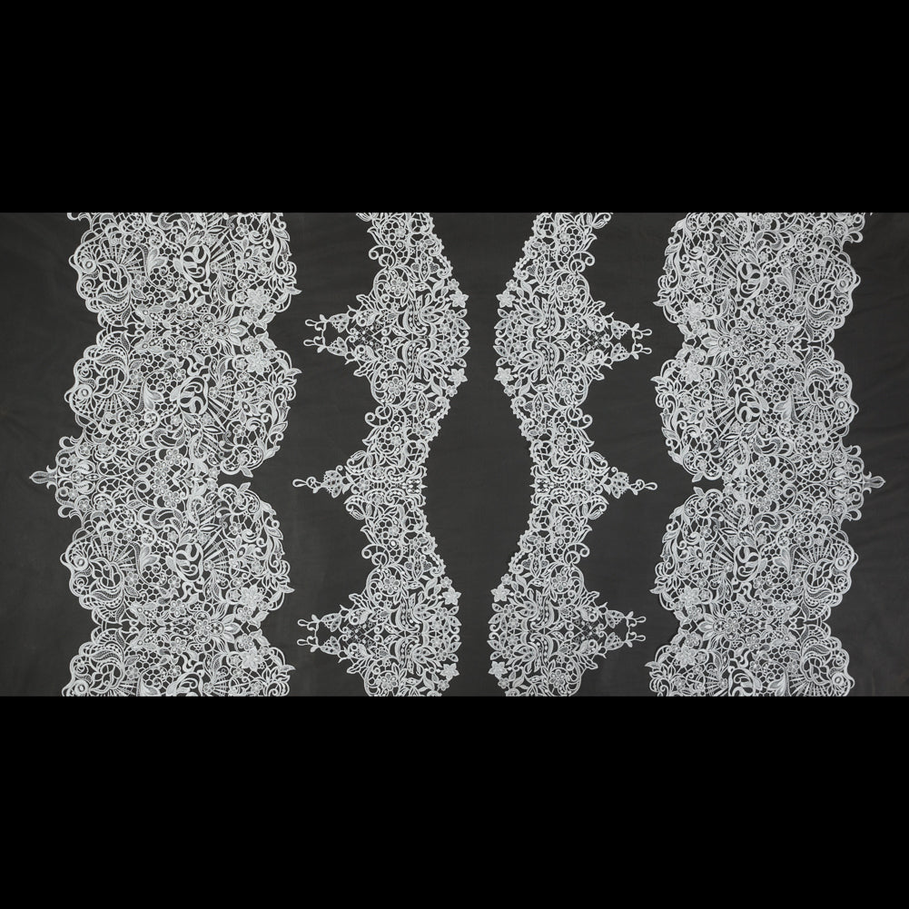Embroidered Lace - Off-White Floral on Nude Folded