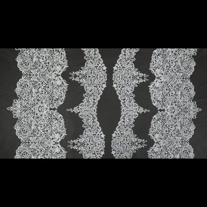 Embroidered Lace - Off-White Floral on Nude Folded
