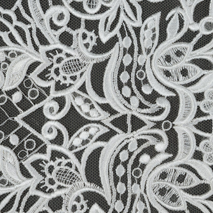 Embroidered Lace - Off-White Floral on Nude Full