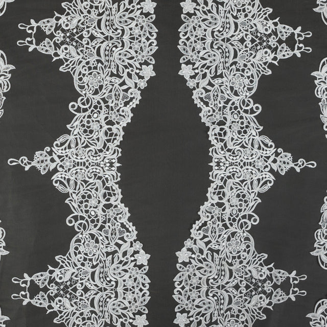Embroidered Lace - Off-White Floral on Nude