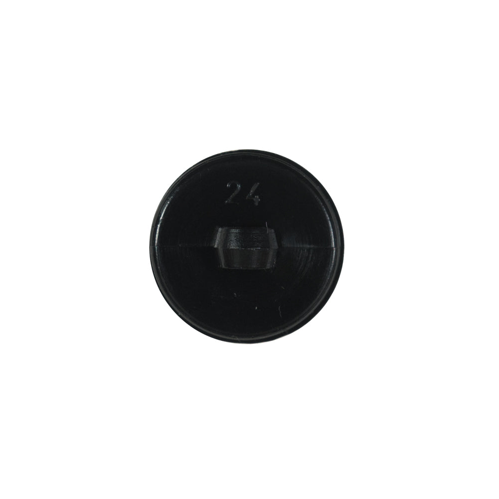 Black Bevel Cut Plastic Button - 24L/15mm Detail