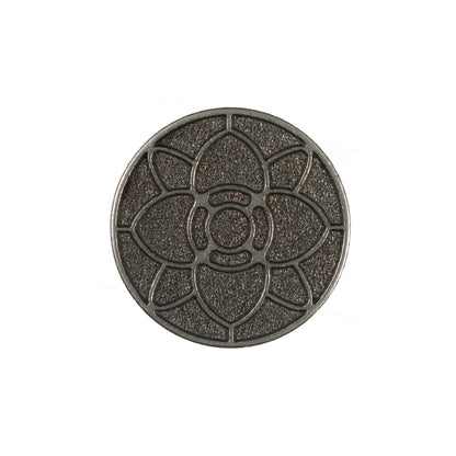 Italian Dark Silver Floral Metal Shank Back Button - 36L/23mm