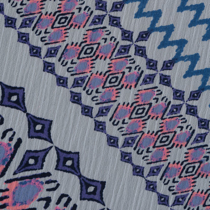 Purple, Florescent Pink and White Printed Crinkled Chiffon Detail