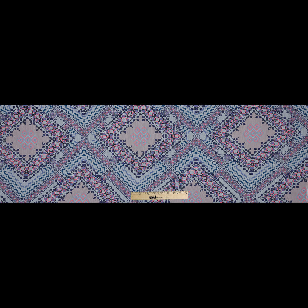 Purple, Florescent Pink and White Printed Crinkled Chiffon Full
