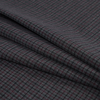 Burgundy, Black and Gray Tattersall Check Ponte Knit Folded