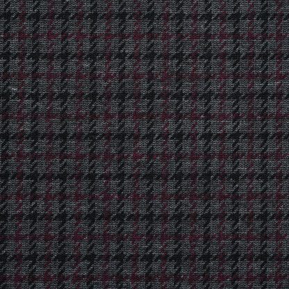 Burgundy, Black and Gray Tattersall Check Ponte Knit Detail