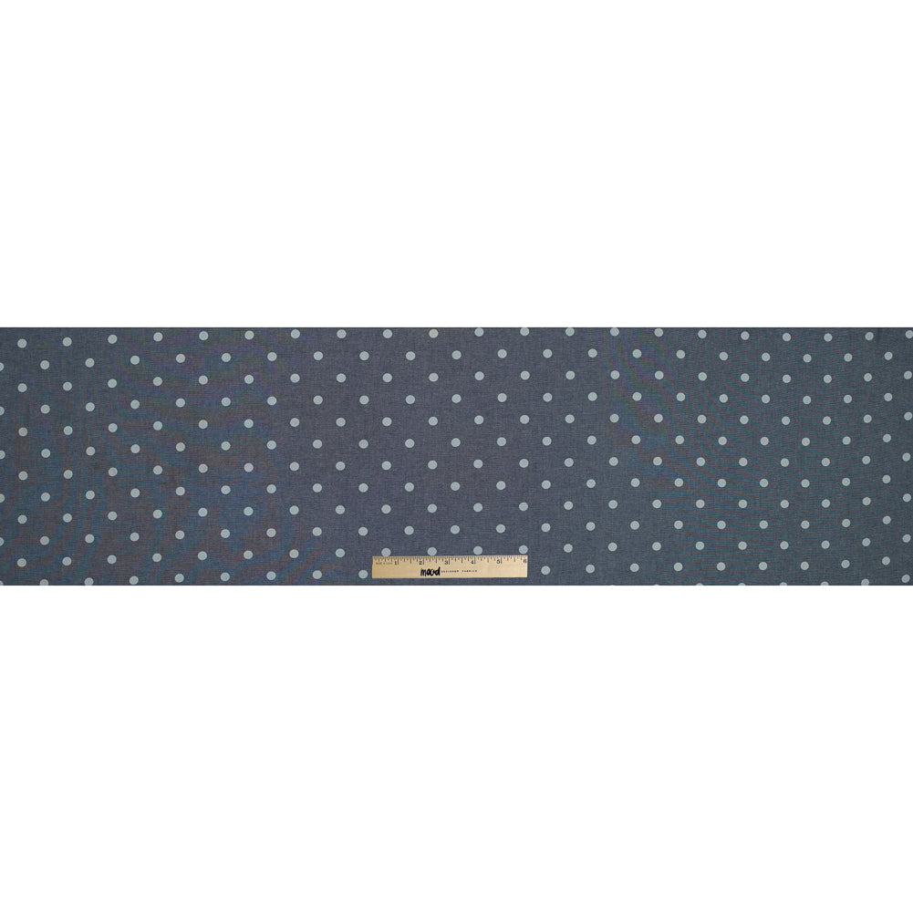 Denim Blue Polka Dotted Cotton Chambray Full