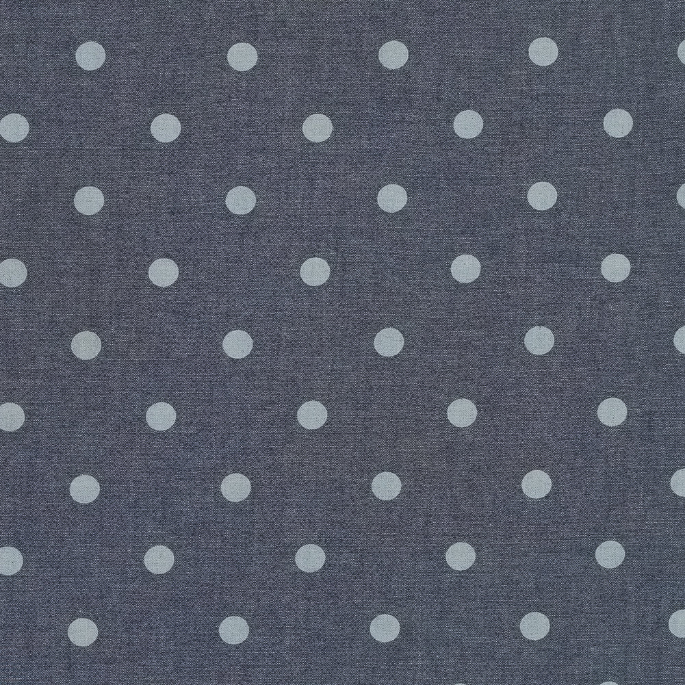 Denim Blue Polka Dotted Cotton Chambray
