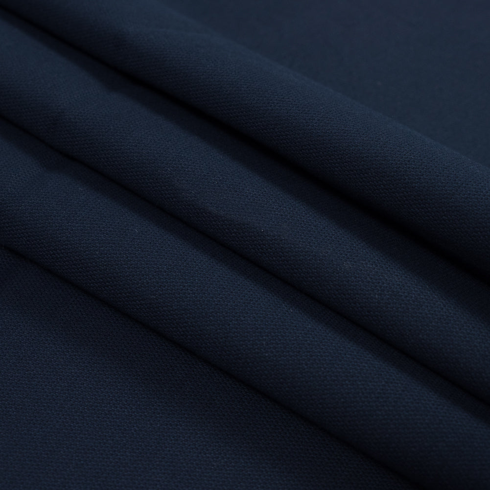 Navy Stretch Woven Cotton Pique Folded
