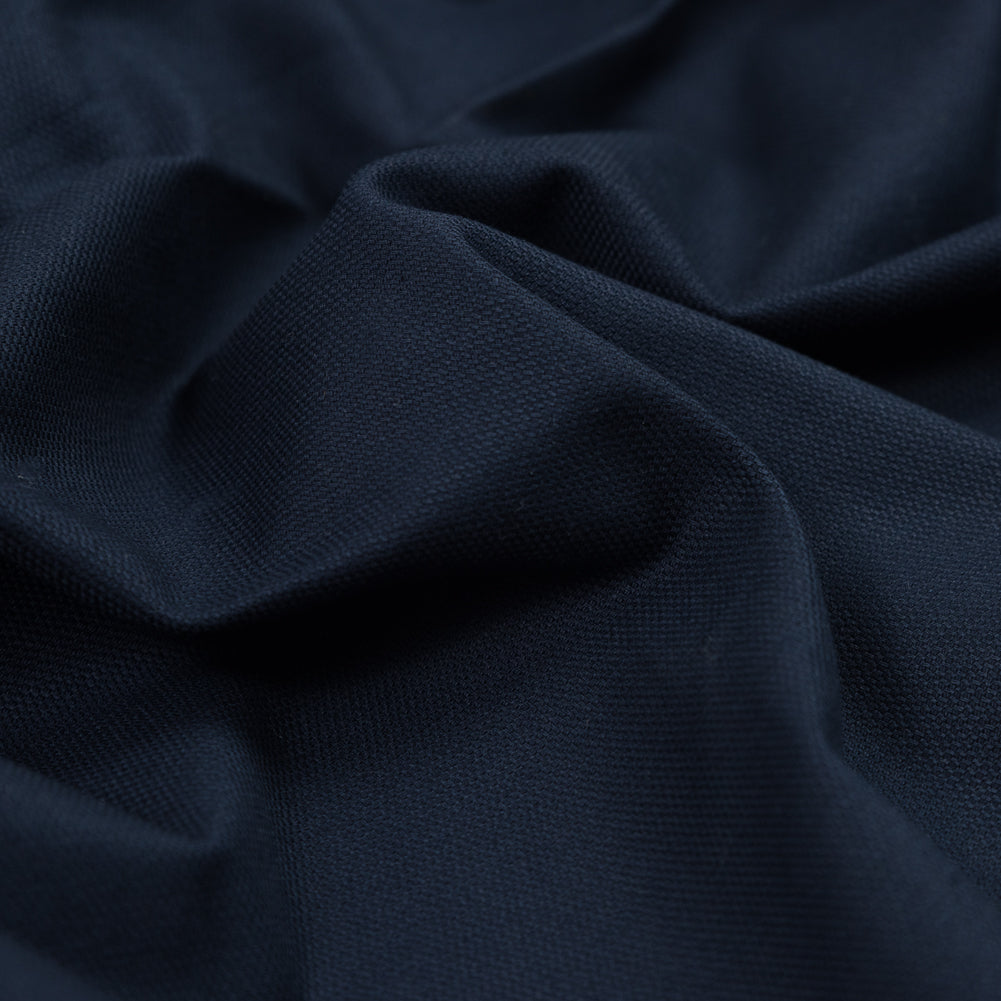 Navy Stretch Woven Cotton Pique Detail